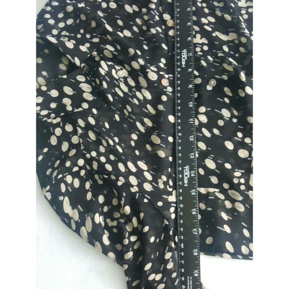 Quintessential button Down Blouse Sheer Sz Small black cream 3/4 Sleeve - Picture 5 of 8